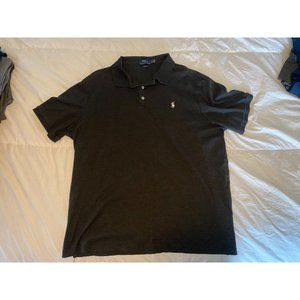 Ralph Lauren Polo Mens XL Gray Collar 2‎ Button T-Shirt White Horse